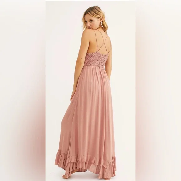 NWT FREE PEOPLE ONE Women’s Adella Maxi Dress Rose size small SOLD OUT size s - Picture 3 of 8